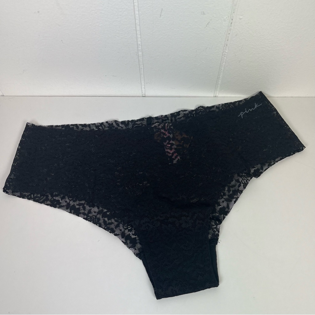 Victoria's Secret Black No Show Soft Lace Cheekster Panty Size Large